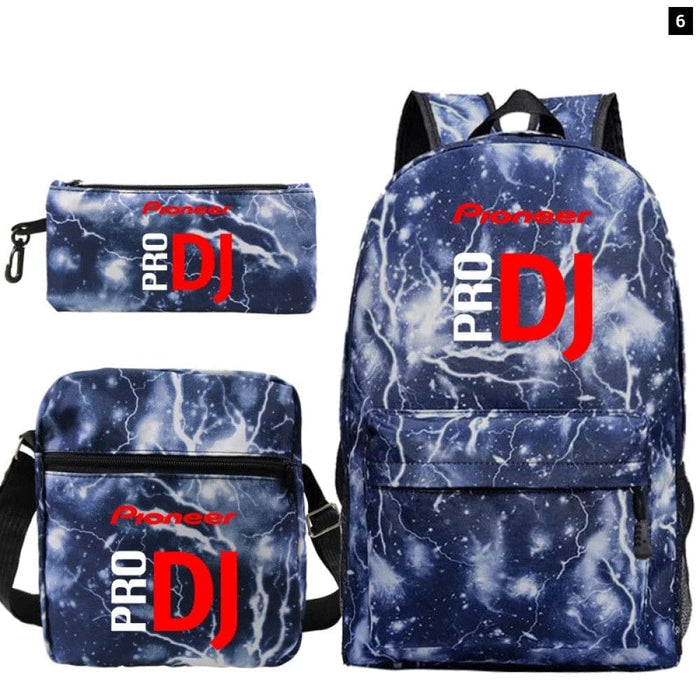 Unisex 3pcs Pioneer Pro Dj Kids Casual Canvas School Bag