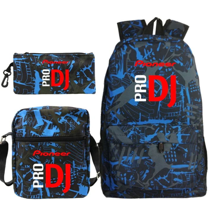 Unisex 3pcs Pioneer Pro Dj Kids Casual Canvas School Bag