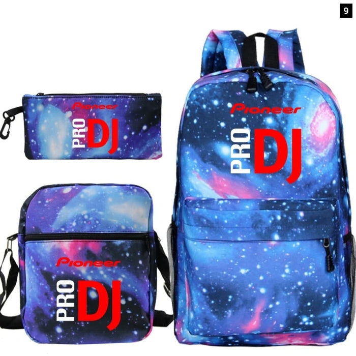 Unisex 3pcs Pioneer Pro Dj Kids Casual Canvas School Bag