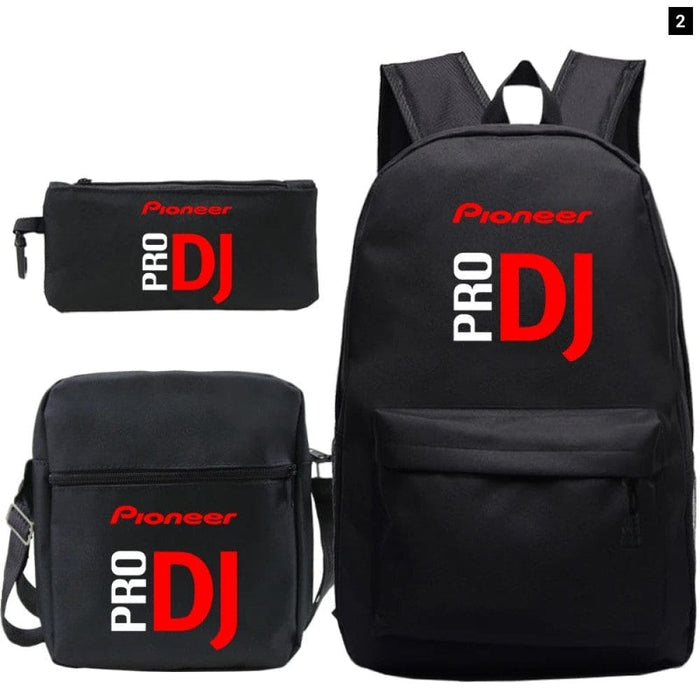 Unisex 3pcs Pioneer Pro Dj Kids Casual Canvas School Bag