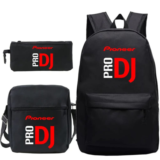 Unisex 3pcs Pioneer Pro Dj Kids Casual Canvas School Bag