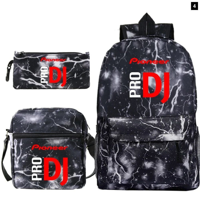 Unisex 3pcs Pioneer Pro Dj Kids Casual Canvas School Bag