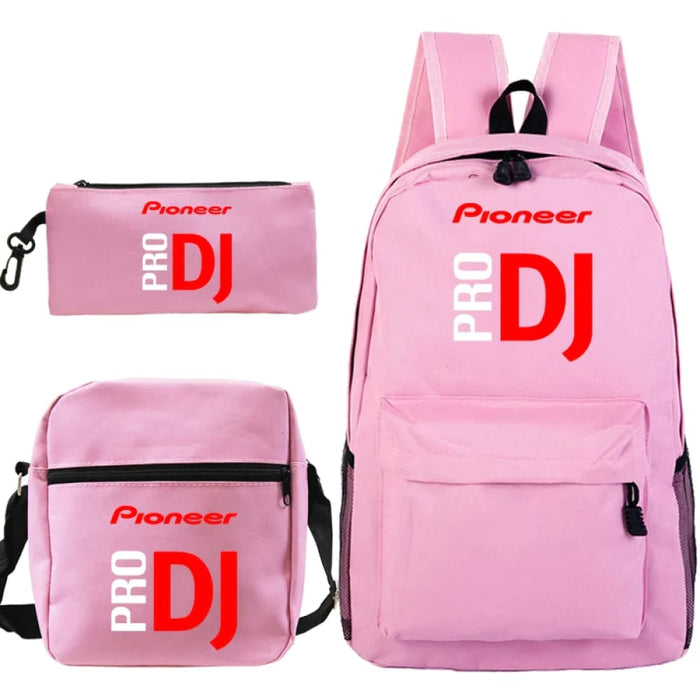 Unisex 3pcs Pioneer Pro Dj Kids Casual Canvas School Bag