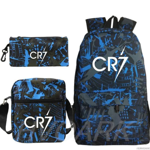 Unisex Football Ronaldo Cr7 3pcs/set Laptop School Bag