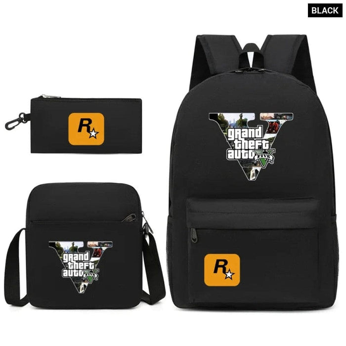 Unisex Gta5 3pcs Games Grand Theft Auto Kids Canvas School