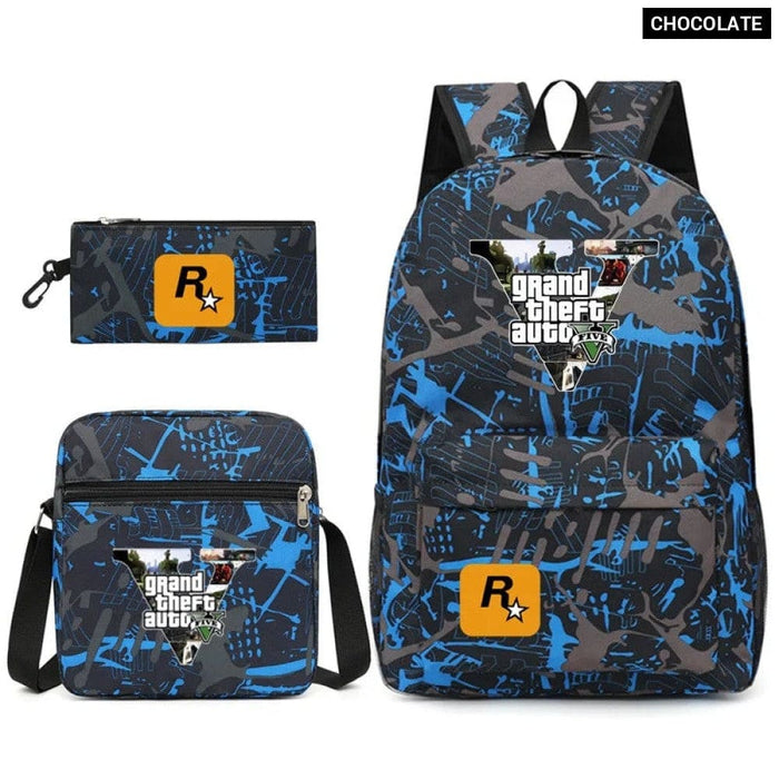 Unisex Gta5 3pcs Games Grand Theft Auto Kids Canvas School