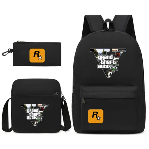 Unisex Gta5 3pcs Grand Theft Auto Kids Casual School Bag