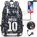 Unisex Messi Large Capacity Usb Charging Kids Laptop School