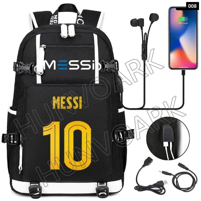 Unisex Messi Large Capacity Usb Charging Kids Laptop School