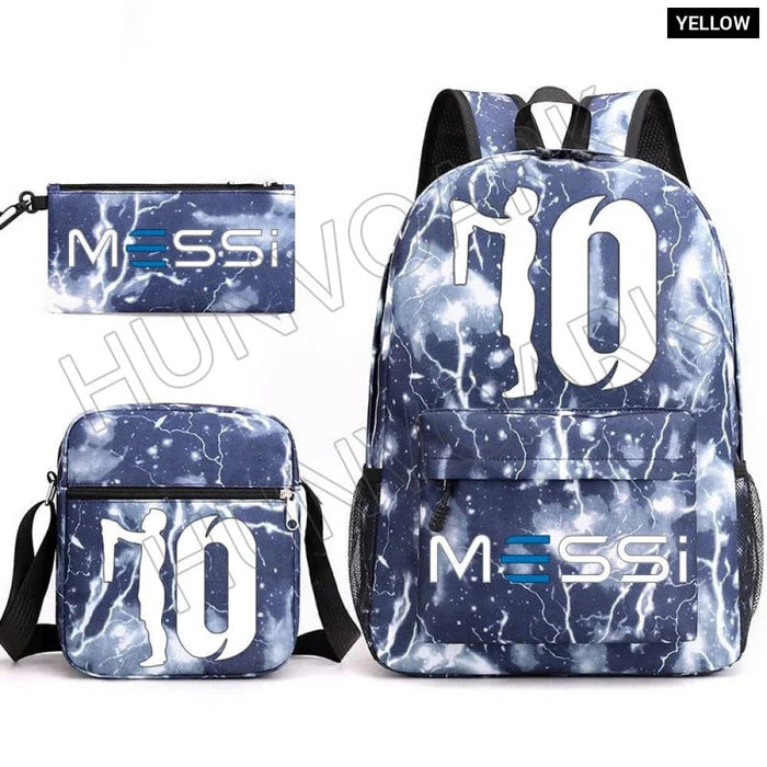 Unisex Messie Print Cosplay 3pcs Oxford School Bag