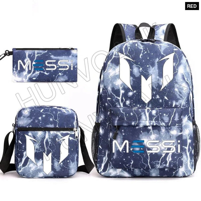 Unisex Messie Print Cosplay 3pcs Oxford School Bag