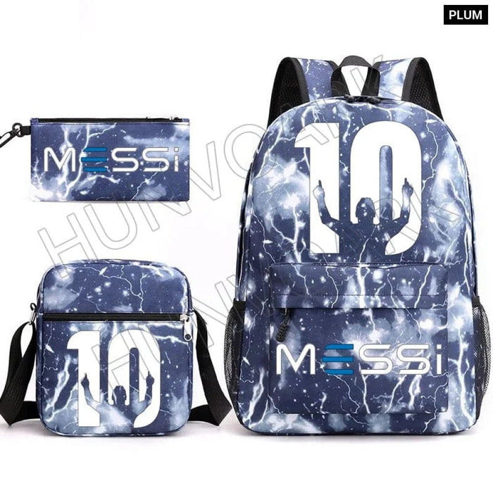 Unisex Messie Print Cosplay 3pcs Oxford School Bag