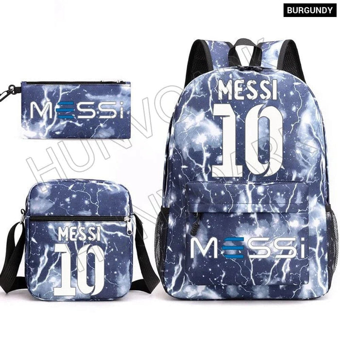 Unisex Messie Print Cosplay 3pcs Oxford School Bag