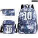 Unisex Messie Print Cosplay 3pcs Oxford School Bag