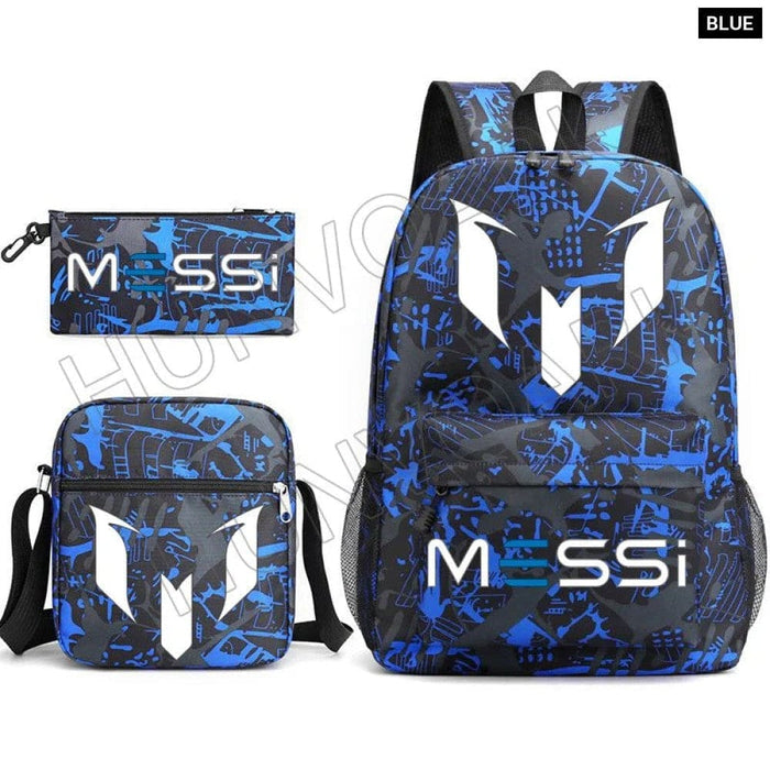 Unisex Messie Print Cosplay 3pcs Oxford School Bag