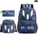 Unisex Messie Print Cosplay 3pcs Oxford School Bag