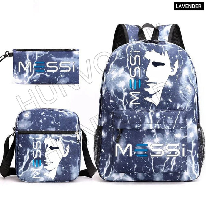 Unisex Messie Print Cosplay 3pcs Oxford School Bag