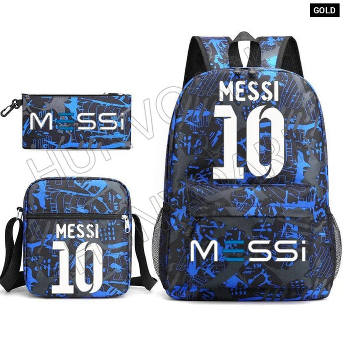 Unisex Messie Print Cosplay 3pcs Oxford School Bag