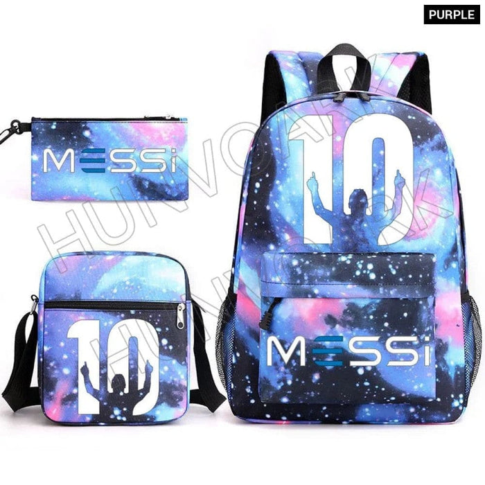 Unisex Messie Print Cosplay 3pcs Oxford School Bag