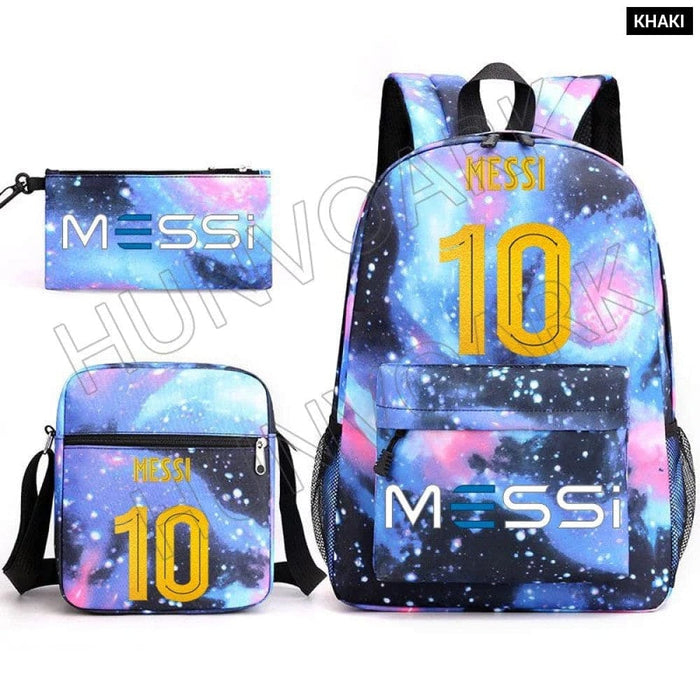 Unisex Messie Print Cosplay 3pcs Oxford School Bag