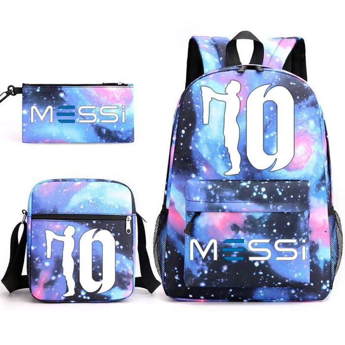 Unisex Messie Print Cosplay 3pcs Oxford School Bag