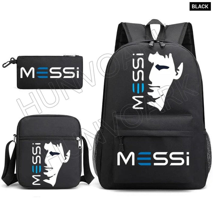 Unisex Messie Print Cosplay 3pcs Oxford School Bag