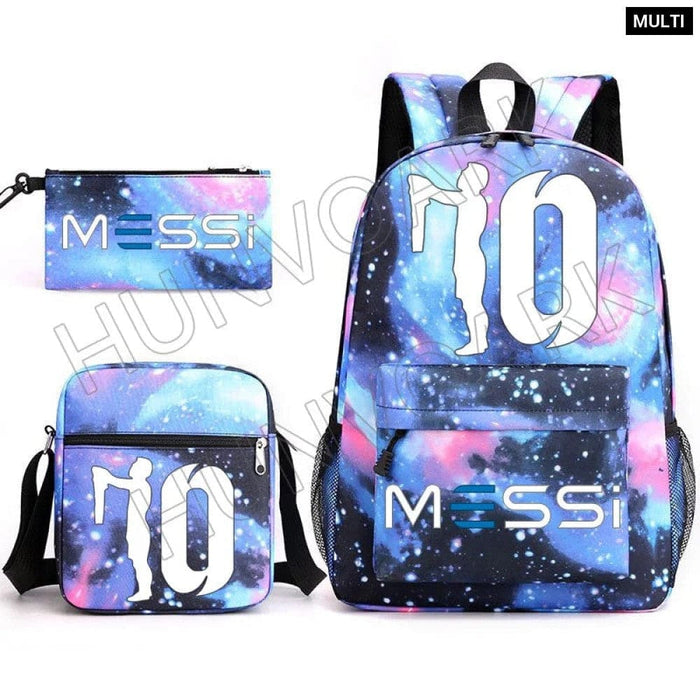 Unisex Messie Print Cosplay 3pcs Oxford School Bag