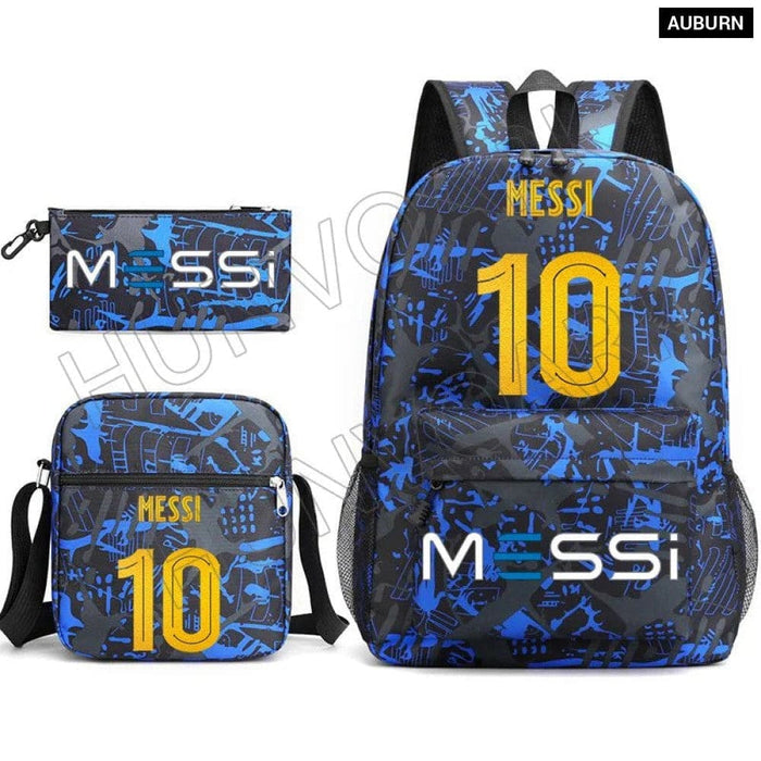 Unisex Messie Print Cosplay 3pcs Oxford School Bag