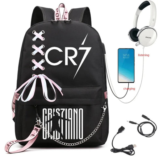 Unisex Super Satrs Cr7 Anti - theft Large Waterproof School