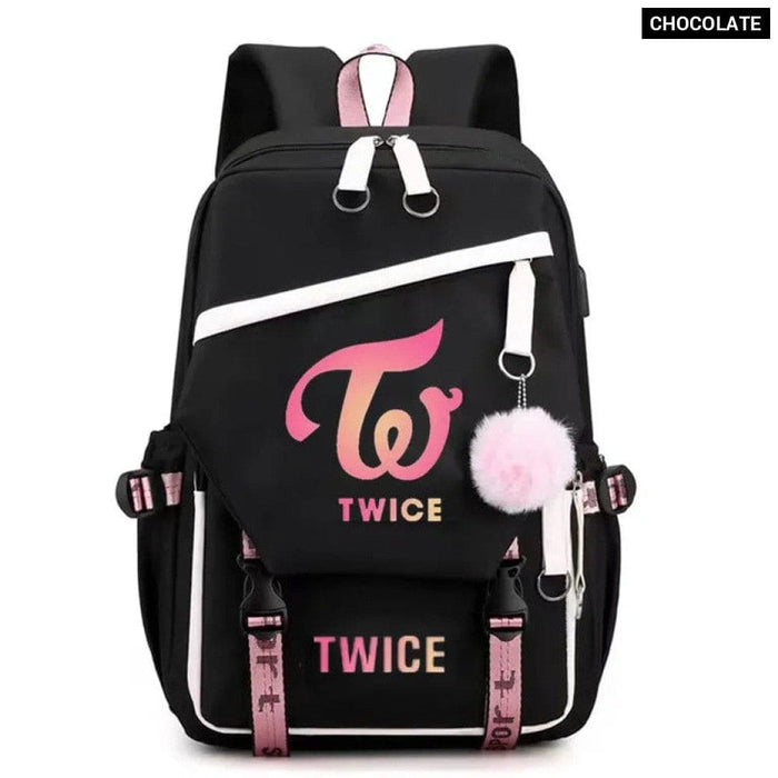 Unisex Twice School Bag Oxford Waterproof With Usb Charging