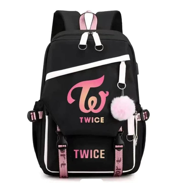 Unisex Twice School Bag Oxford Waterproof With Usb Charging