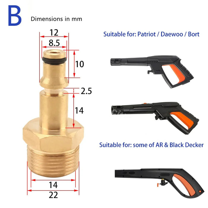 Universal M22 Car Washer Hose Converter