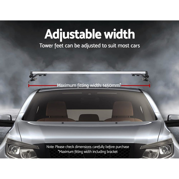 Universal Car Roof Rack 1450mm Cross Bars Aluminium Silver