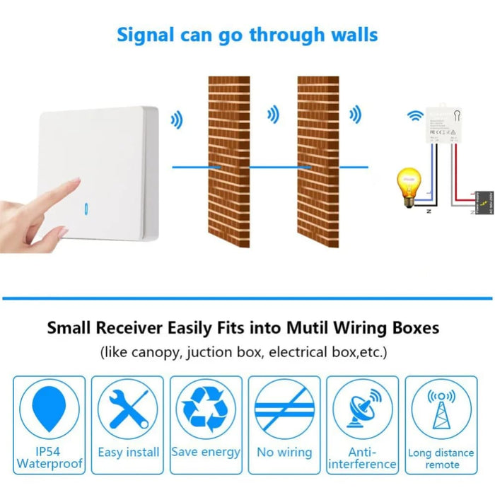 Universal Wireless Smart Switch 1 2 Gang Rf 433mhz Wall