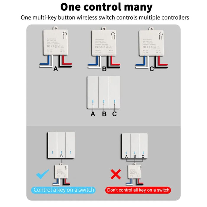 Universal Wireless Smart Switch 1 2 Gang Rf 433mhz Wall