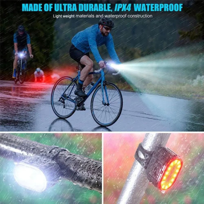 Usb Rechargeable Bike Safety Light Set Waterproof Led