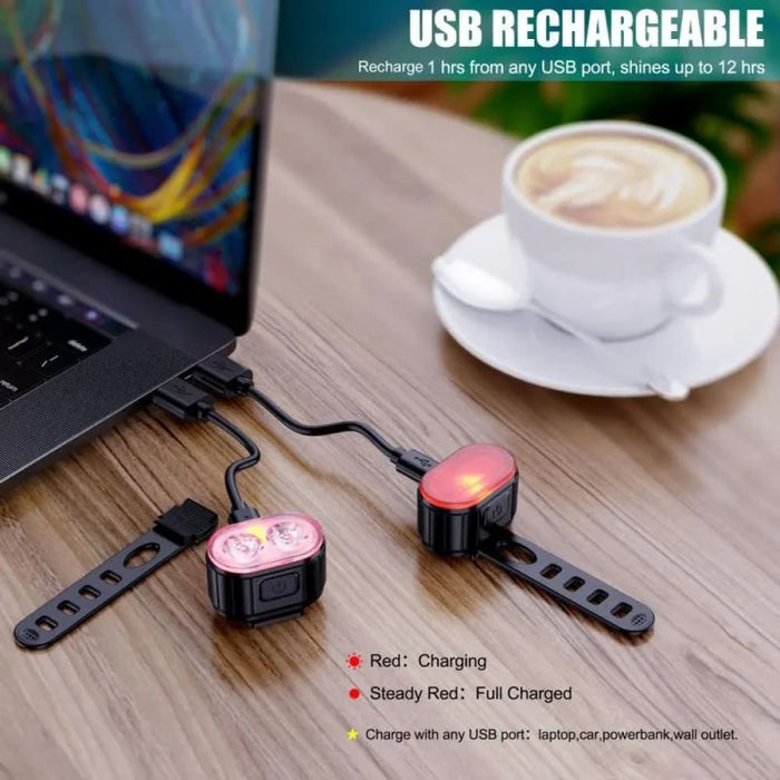 Usb Rechargeable Bike Safety Light Set Waterproof Led