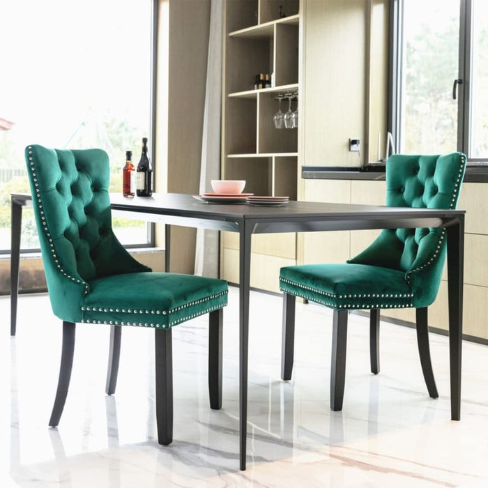 8x Velvet Dining Chairs- Green