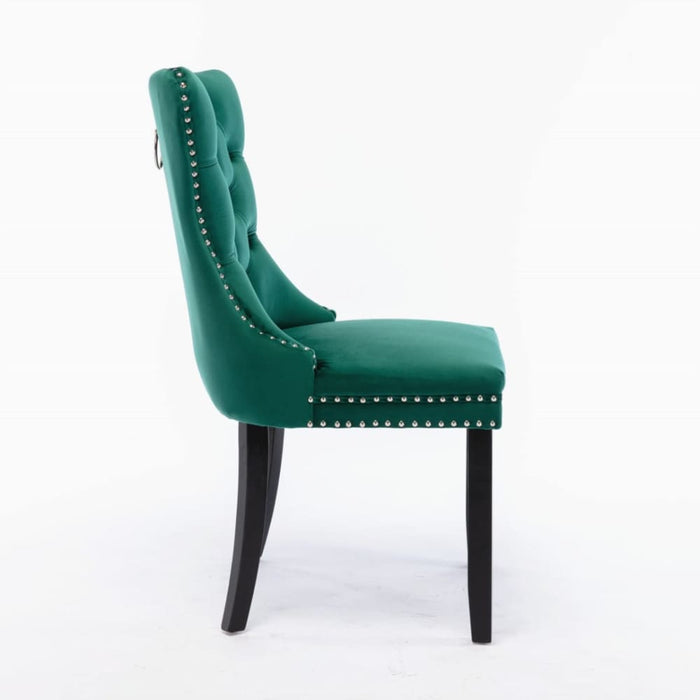 6x Velvet Dining Chairs- Green