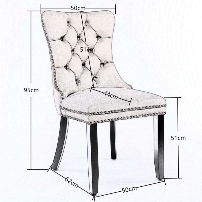 4x Velvet Dining Chairs Upholstered Tufted Kithcen Chair