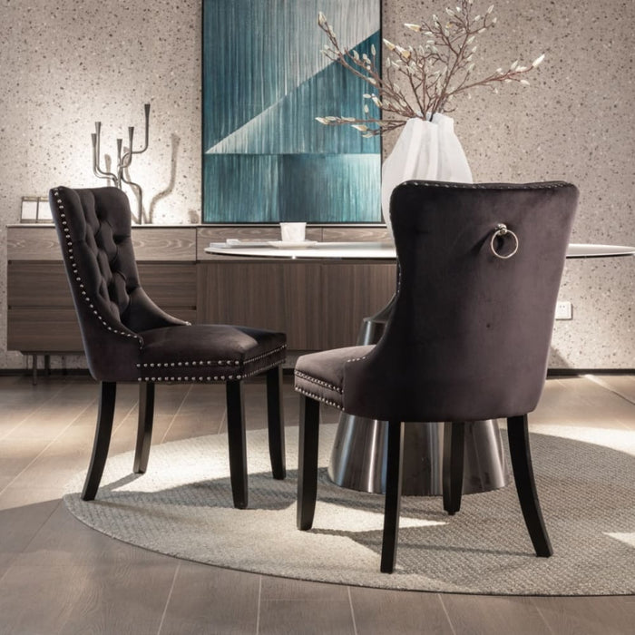 4x Velvet Dining Chairs Upholstered Tufted Kithcen Chair