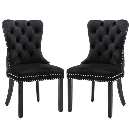 2x Velvet Dining Chairs Upholstered Tufted Kithcen Chair