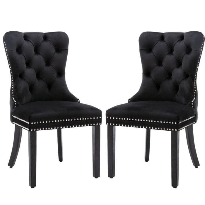 2x Velvet Dining Chairs Upholstered Tufted Kithcen Chair