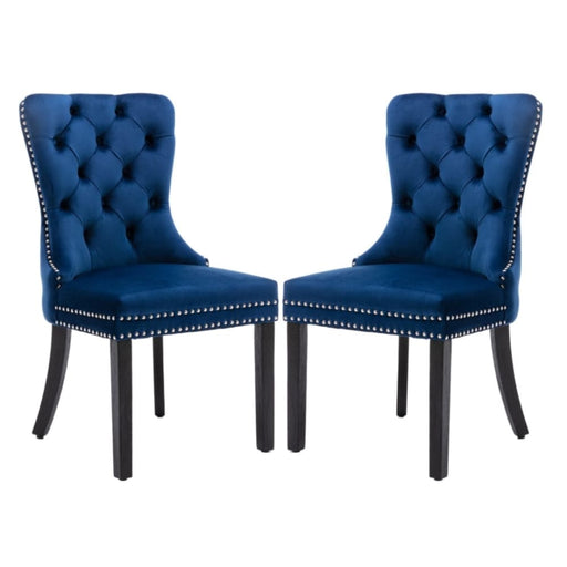 2x Velvet Dining Chairs Upholstered Tufted Kithcen Chair