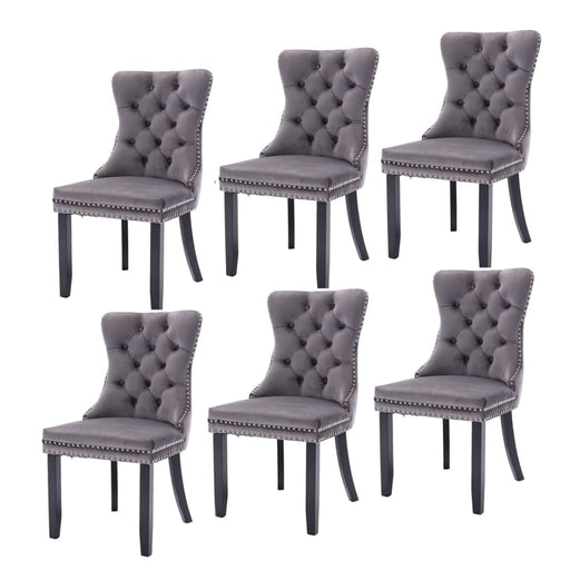 6x Velvet Dining Chairs Upholstered Tufted Kithcen Chair