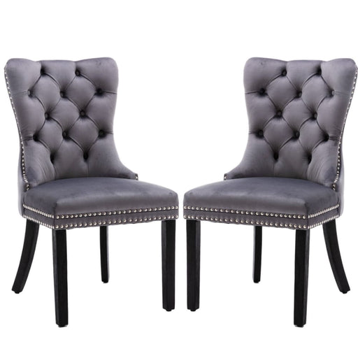 2x Velvet Dining Chairs Upholstered Tufted Kithcen Chair