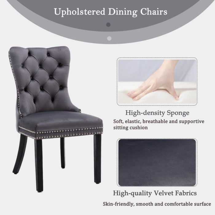 6x Velvet Dining Chairs Upholstered Tufted Kithcen Chair