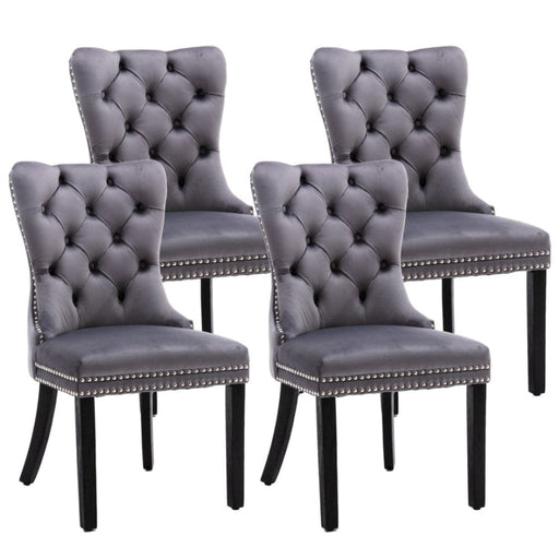 4x Velvet Dining Chairs Upholstered Tufted Kithcen Chair