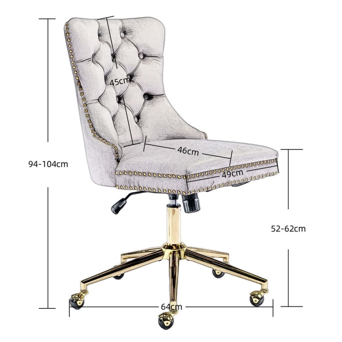 Velvet Home Office Chair - Beige