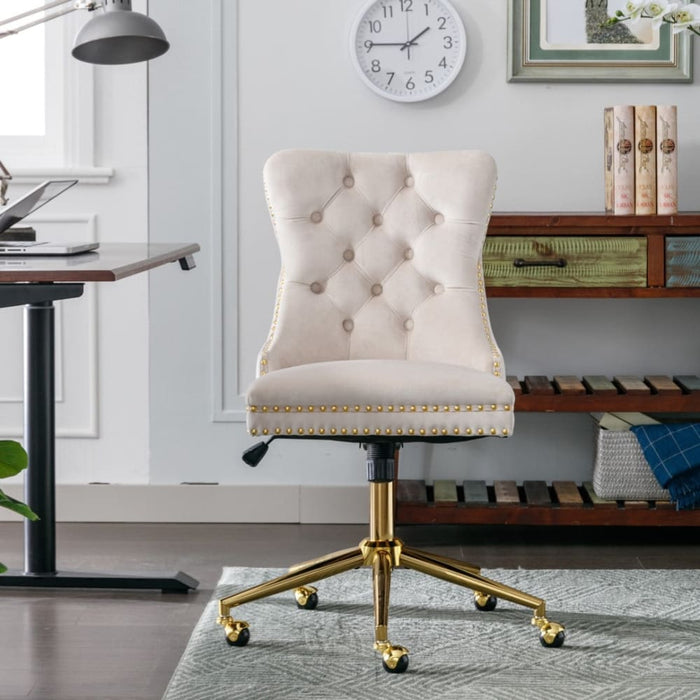 Velvet Home Office Chair - Beige